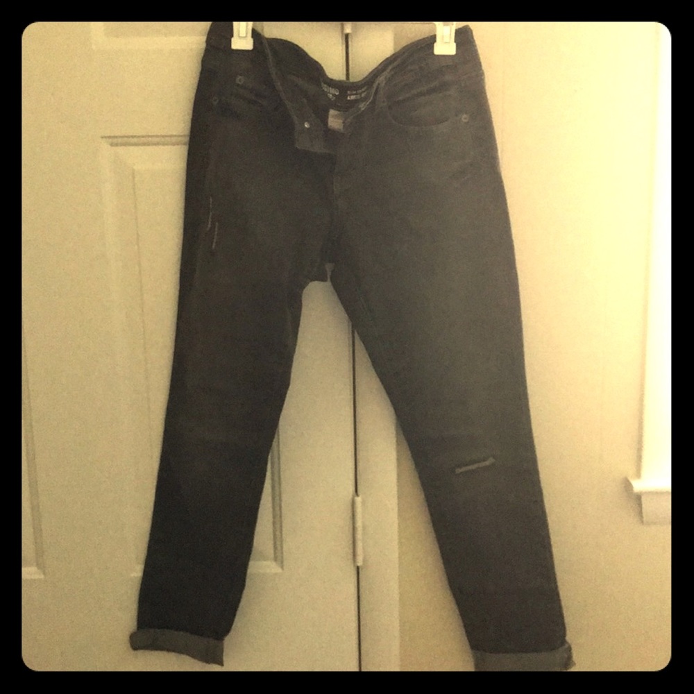 Girl Grey/Blk Distressed Jeans